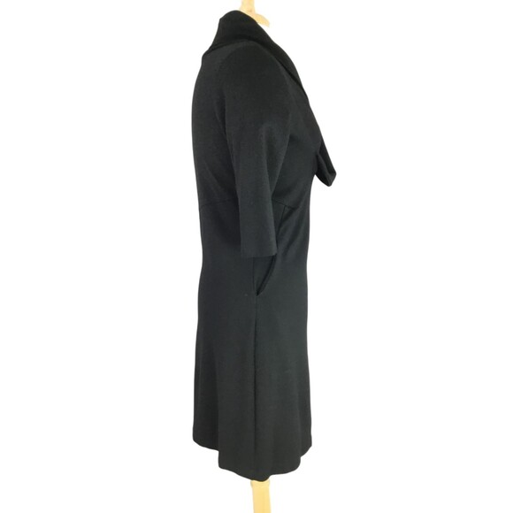 Nature vs Future Ponte Dress sz M Black Stretch Asymmetrical Shawl Neck Artsy US - Picture 8 of 11